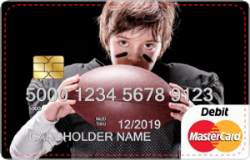 Kid with a football debit card image